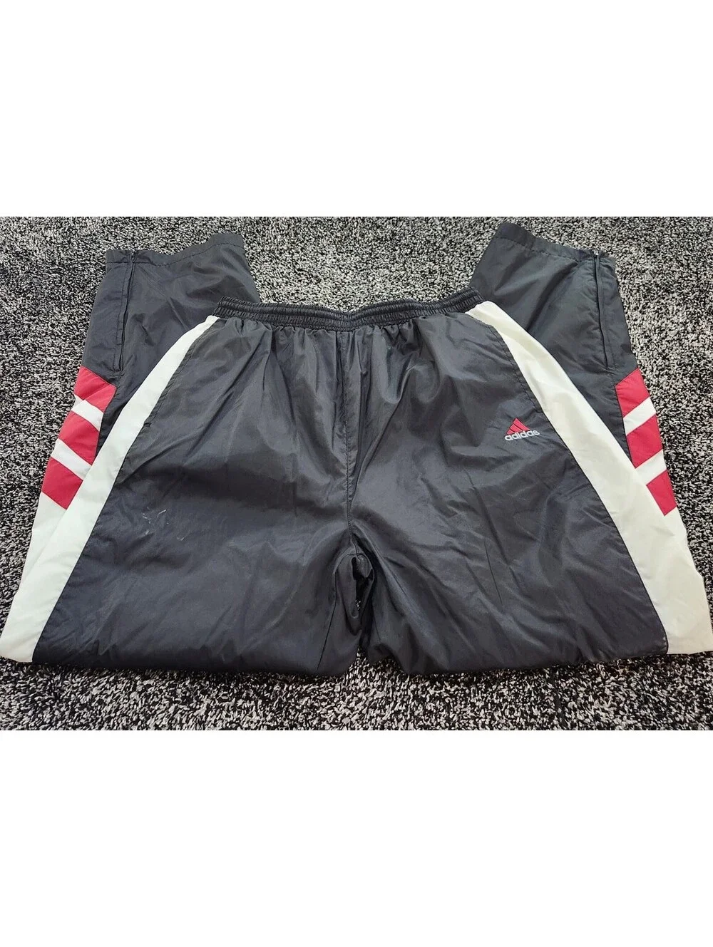 Vintage Adidas Track Pants Men XLT Black Red White Flag Tag 90s Y2K Soccer
